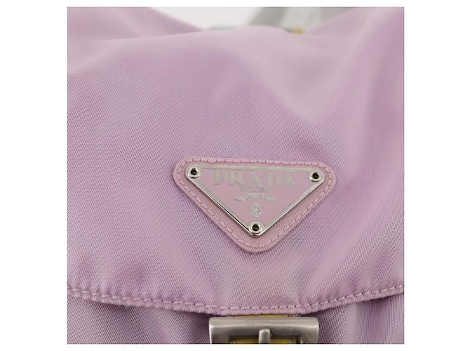 Zaino PRADA in nylon rosa argento Auth YKZ194 - vista 21