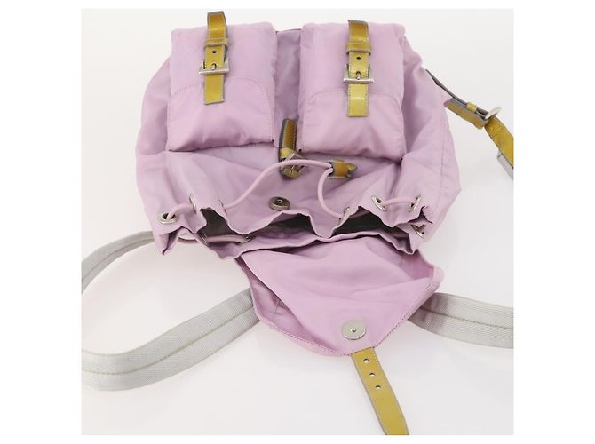 Zaino PRADA in nylon rosa argento Auth YKZ194 - vista 24