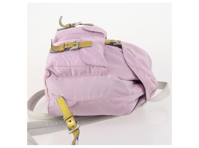Zaino PRADA in nylon rosa argento Auth YKZ194 - vista 3