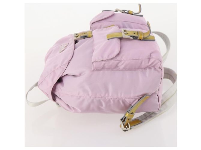 Zaino PRADA in nylon rosa argento Auth YKZ194 - vista 4
