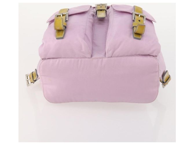 Zaino PRADA in nylon rosa argento Auth YKZ194 - vista 5