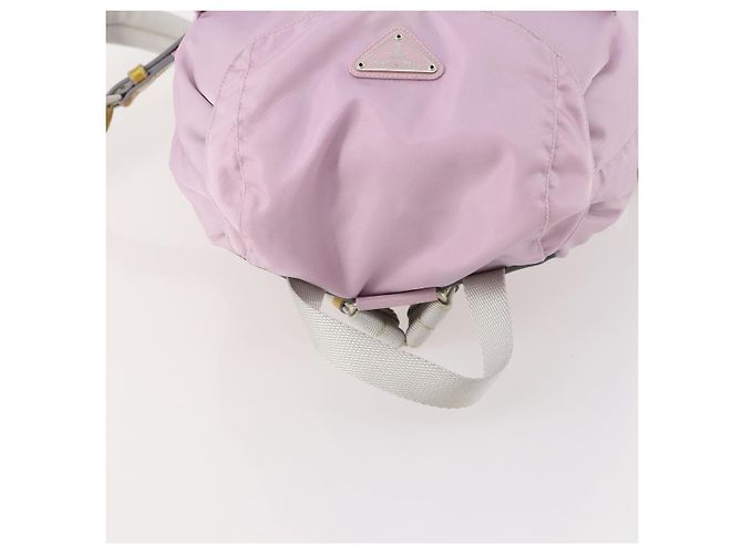 Zaino PRADA in nylon rosa argento Auth YKZ194 - vista 6