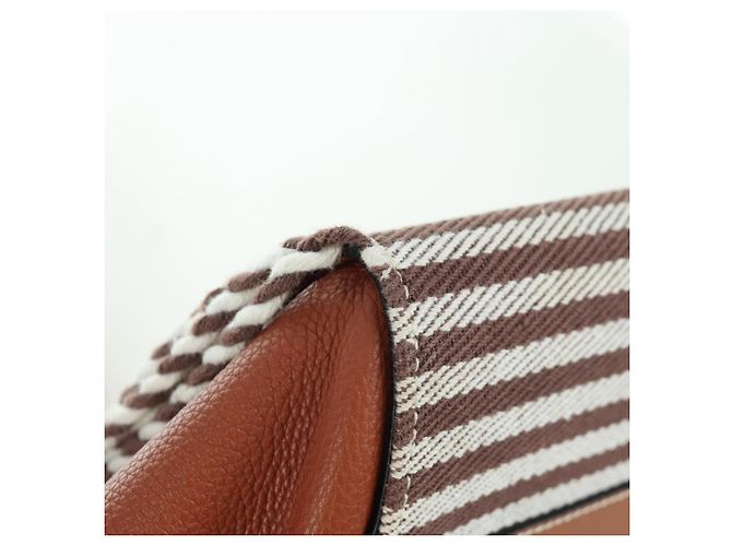 LOEWE Hammock Piccola Borsa a Mano Tela Pelle 2in1 Marrone Argento Auth BAZ780V - vista 18