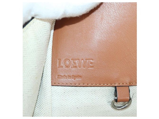 LOEWE Hammock Piccola Borsa a Mano Tela Pelle 2in1 Marrone Argento Auth BAZ780V - vista 21