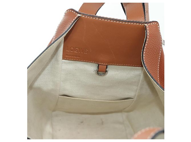 LOEWE Hammock Piccola Borsa a Mano Tela Pelle 2in1 Marrone Argento Auth BAZ780V - vista 22