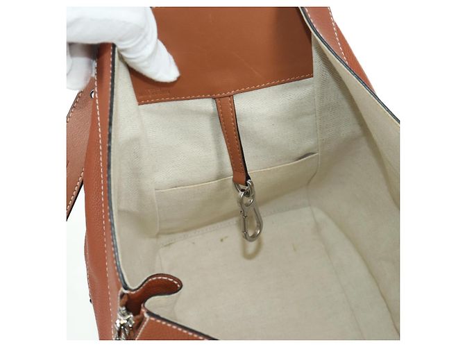 LOEWE Hammock Piccola Borsa a Mano Tela Pelle 2in1 Marrone Argento Auth BAZ780V - vista 23