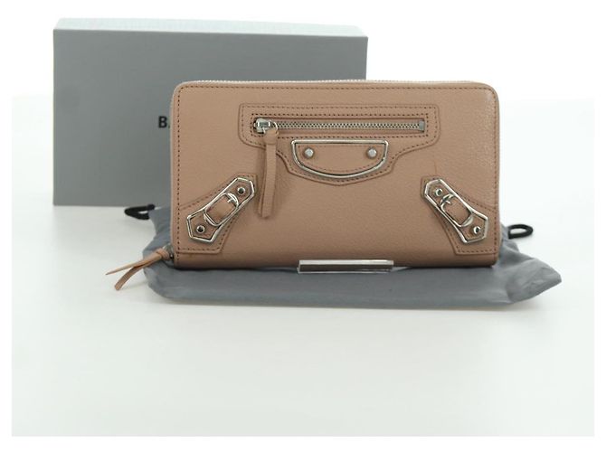 BALENCIAGA Continental Langer Geldbeutel Leder Rosa Silber 390187 Auth SW2300M Pink - Ansicht 12