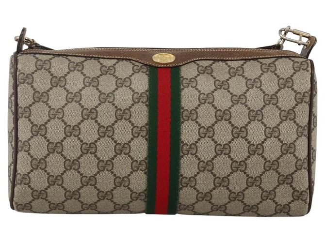 Borsa Sherry Line GG Supreme Web di GUCCI in PVC beige e oro 378 02 017 Auth BAZ162 D'oro - vista 13