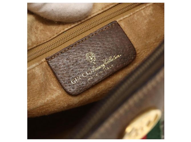 Borsa Sherry Line GG Supreme Web di GUCCI in PVC beige e oro 378 02 017 Auth BAZ162 D'oro - vista 18