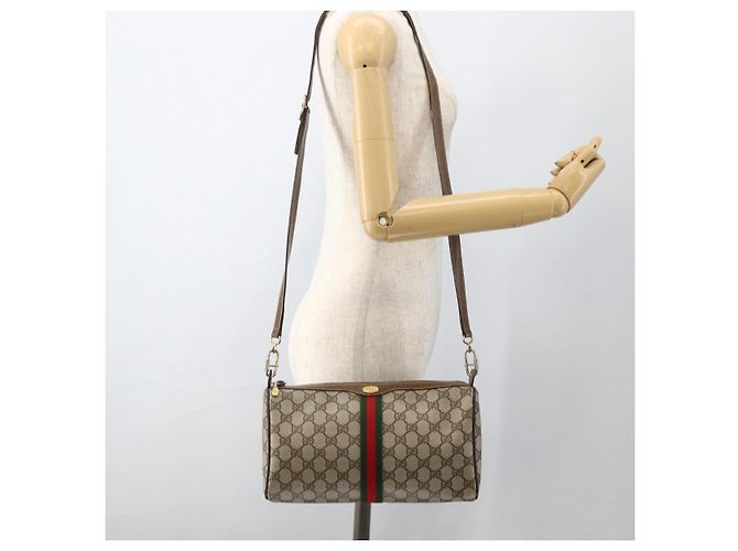 Borsa Sherry Line GG Supreme Web di GUCCI in PVC beige e oro 378 02 017 Auth BAZ162 D'oro - vista 22