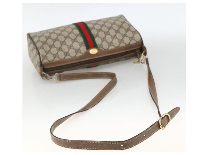 Borsa Sherry Line GG Supreme Web di GUCCI in PVC beige e oro 378 02 017 Auth BAZ162 D'oro - vista 7