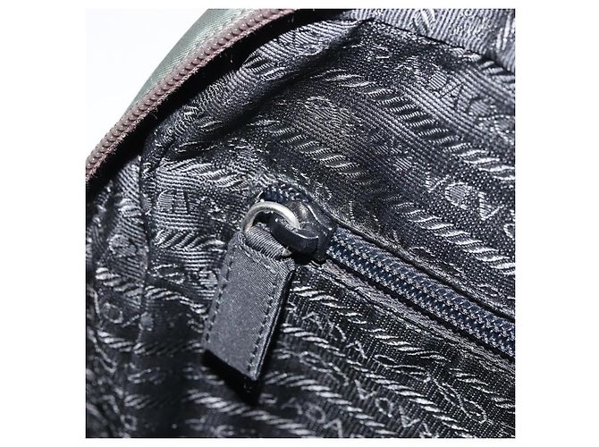Borsa a mano PRADA in nylon grigio argento Auth BA11546 Marrone - vista 23