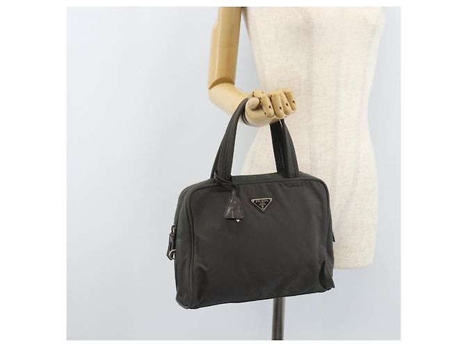 Borsa a mano PRADA in nylon grigio argento Auth BA11546 Marrone - vista 25