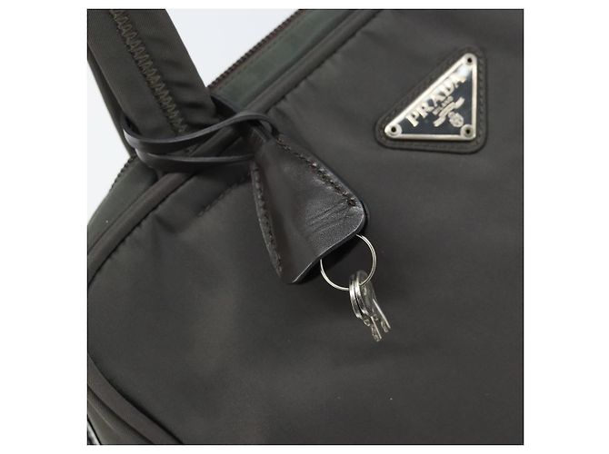 Borsa a mano PRADA in nylon grigio argento Auth BA11546 Marrone - vista 9