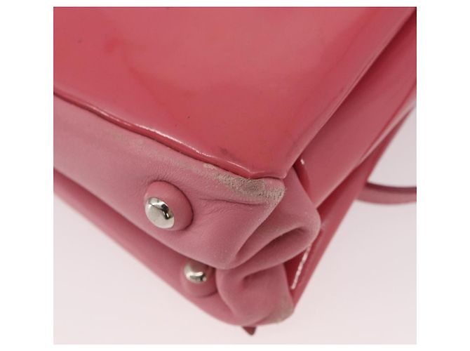 Borsa Miu Miu in pelle verniciata 2 in 1 Rosa Argento Auth YKZ520 - vista 18