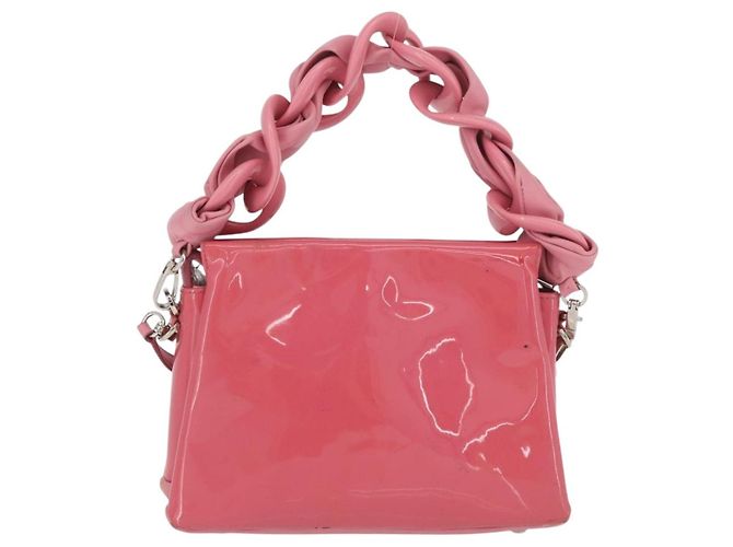 Borsa Miu Miu in pelle verniciata 2 in 1 Rosa Argento Auth YKZ520 - vista 2