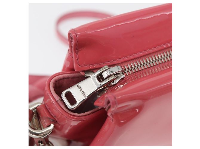 Borsa Miu Miu in pelle verniciata 2 in 1 Rosa Argento Auth YKZ520 - vista 21