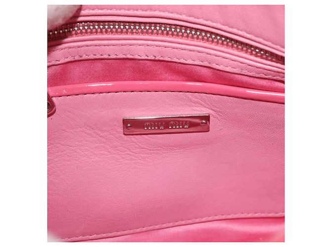 Borsa Miu Miu in pelle verniciata 2 in 1 Rosa Argento Auth YKZ520 - vista 22