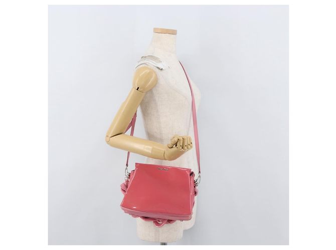 Borsa Miu Miu in pelle verniciata 2 in 1 Rosa Argento Auth YKZ520 - vista 28