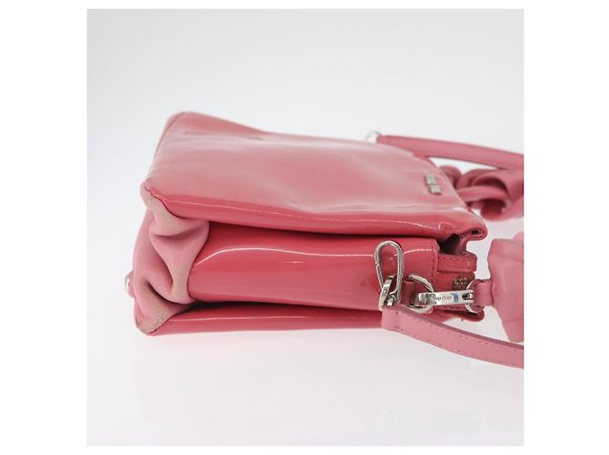 Borsa Miu Miu in pelle verniciata 2 in 1 Rosa Argento Auth YKZ520 - vista 4