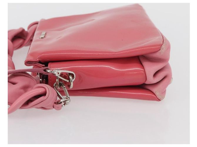 Borsa Miu Miu in pelle verniciata 2 in 1 Rosa Argento Auth YKZ520 - vista 5