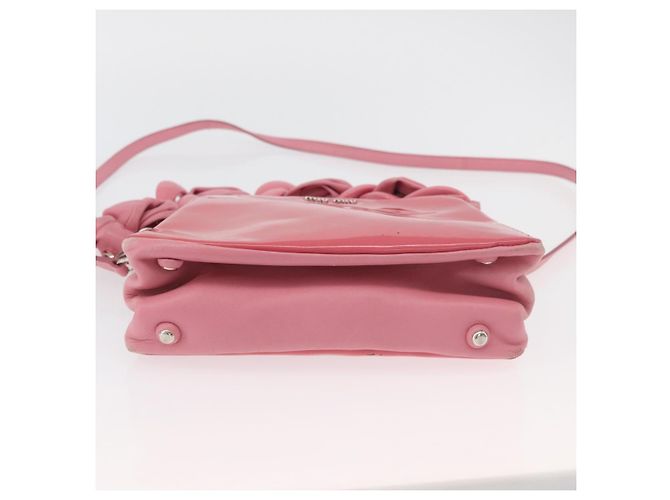 Borsa Miu Miu in pelle verniciata 2 in 1 Rosa Argento Auth YKZ520 - vista 6
