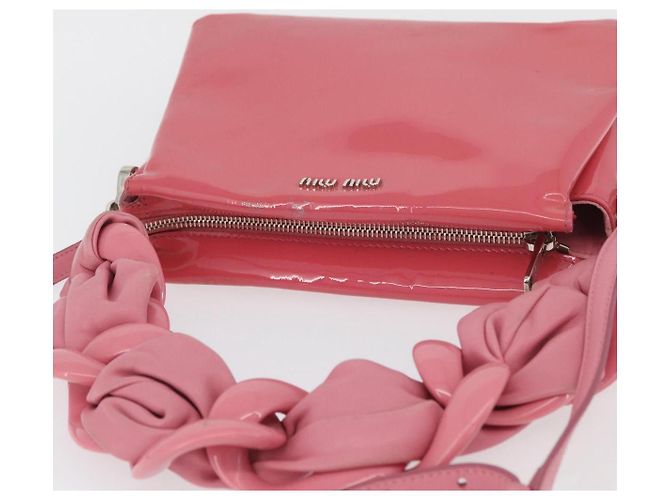Borsa Miu Miu in pelle verniciata 2 in 1 Rosa Argento Auth YKZ520 - vista 7