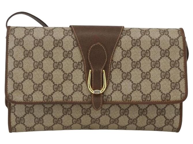 Gucci Borsa a Spalla GG Supreme PVC Beige Oro Auth ka3509 D'oro - vista 13
