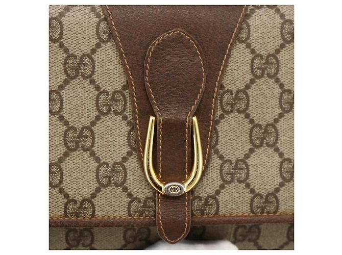 Gucci Borsa a Spalla GG Supreme PVC Beige Oro Auth ka3509 D'oro - vista 17