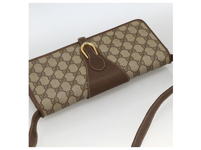 Gucci Borsa a Spalla GG Supreme PVC Beige Oro Auth ka3509 D'oro - vista 6