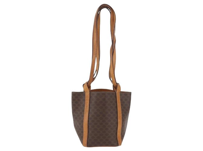 Céline Borsa a Spalla in Tela Macadam CELINE in Pelle PVC Marrone Oro Auth ka3561 D'oro - vista 13