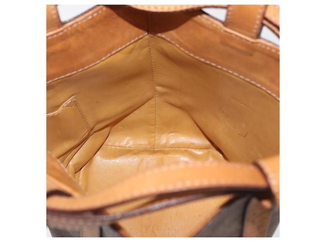 Céline Borsa a Spalla in Tela Macadam CELINE in Pelle PVC Marrone Oro Auth ka3561 D'oro - vista 18