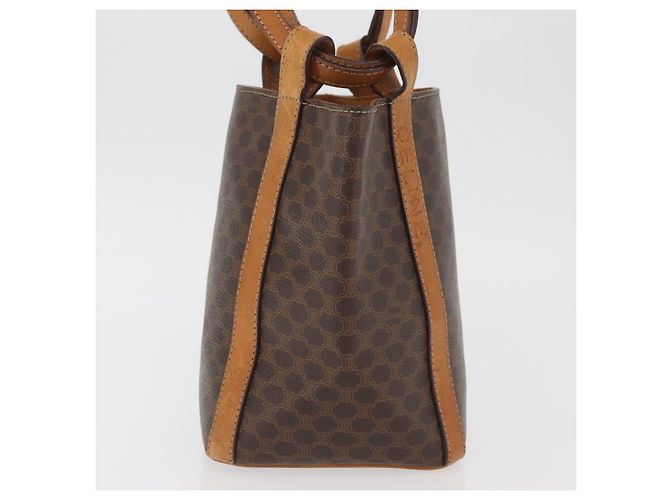 Céline Borsa a Spalla in Tela Macadam CELINE in Pelle PVC Marrone Oro Auth ka3561 D'oro - vista 4