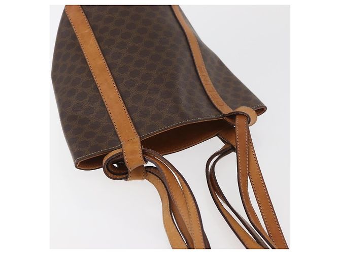 Céline Borsa a Spalla in Tela Macadam CELINE in Pelle PVC Marrone Oro Auth ka3561 D'oro - vista 6