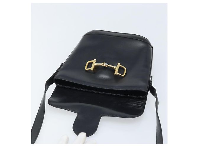 Céline Borsa a Spalla Horsebit in Pelle Nera e Oro Auth YKZ776A Nero D'oro - vista 10