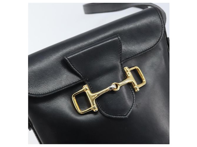 Céline Borsa a Spalla Horsebit in Pelle Nera e Oro Auth YKZ776A Nero D'oro - vista 17