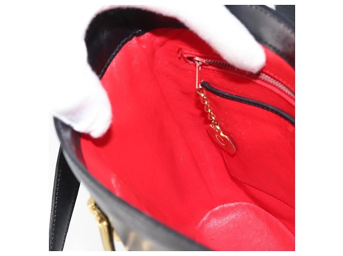 Céline Borsa a Spalla Horsebit in Pelle Nera e Oro Auth YKZ776A Nero D'oro - vista 20