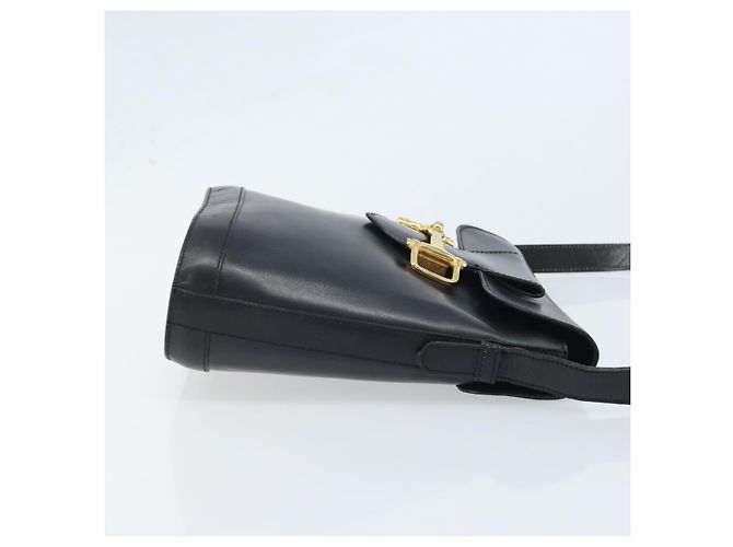 Céline Borsa a Spalla Horsebit in Pelle Nera e Oro Auth YKZ776A Nero D'oro - vista 3