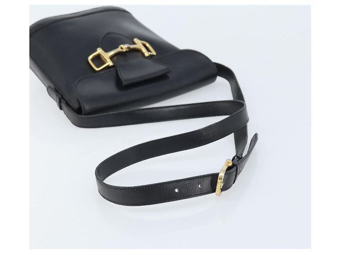 Céline Borsa a Spalla Horsebit in Pelle Nera e Oro Auth YKZ776A Nero D'oro - vista 7
