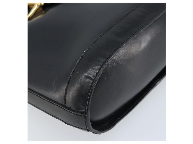 Céline Borsa a Spalla Horsebit in Pelle Nera e Oro Auth YKZ776A Nero D'oro - vista 9