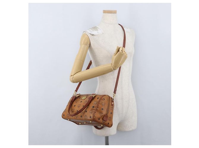 Borsa MCM Vicetos Logogram in pelle PVC 2 in 1 marrone oro Auth 174594 D'oro - vista 26