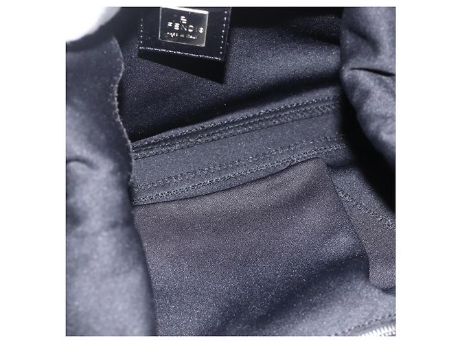 Borsa a spalla FENDI Mamma Baguette in nylon nero e argento Auth BAZ148 - vista 11