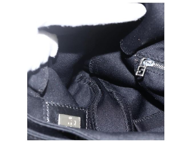 Borsa a spalla FENDI Mamma Baguette in nylon nero e argento Auth BAZ148 - vista 18