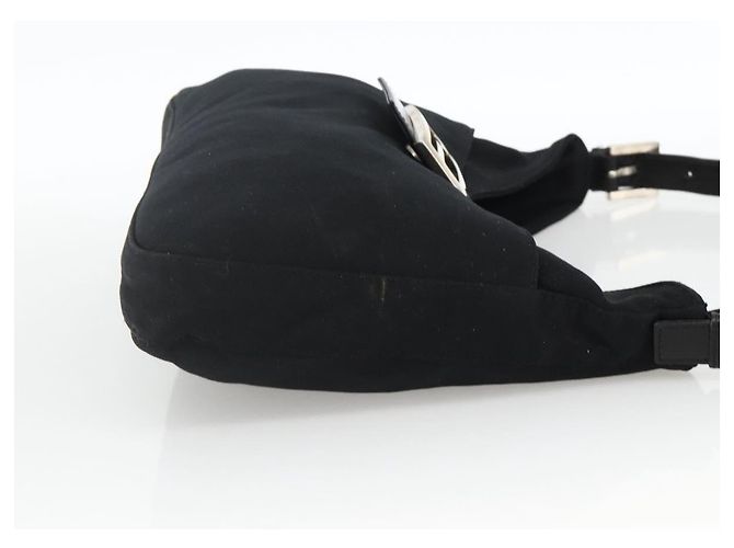 Borsa a spalla FENDI Mamma Baguette in nylon nero e argento Auth BAZ148 - vista 4