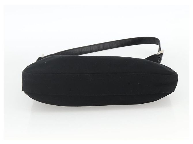 Borsa a spalla FENDI Mamma Baguette in nylon nero e argento Auth BAZ148 - vista 5