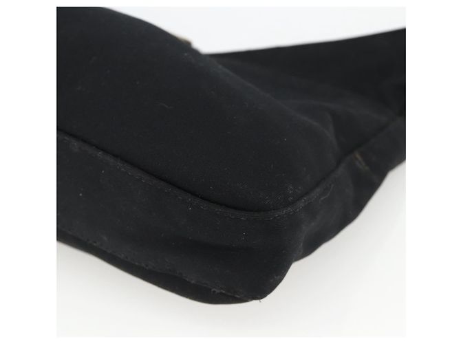 Borsa a spalla FENDI Mamma Baguette in nylon nero e argento Auth BAZ148 - vista 9