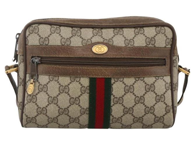 Borsa Sherry Line GG Supreme Web di GUCCI in PVC beige e oro 75 02 004 Auth BAZ578 D'oro - vista 13