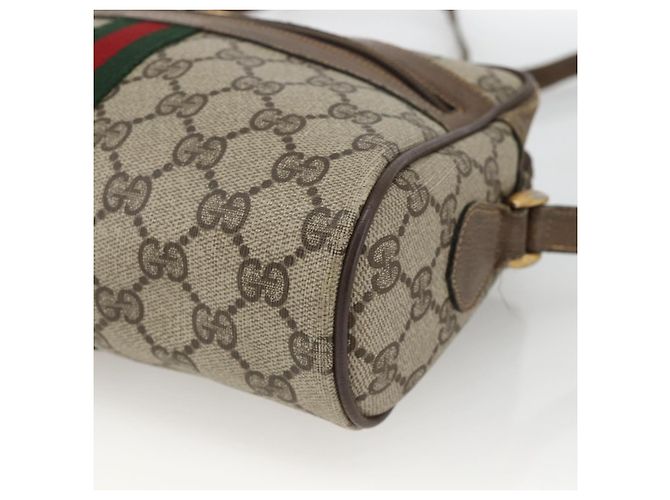 Borsa Sherry Line GG Supreme Web di GUCCI in PVC beige e oro 75 02 004 Auth BAZ578 D'oro - vista 14