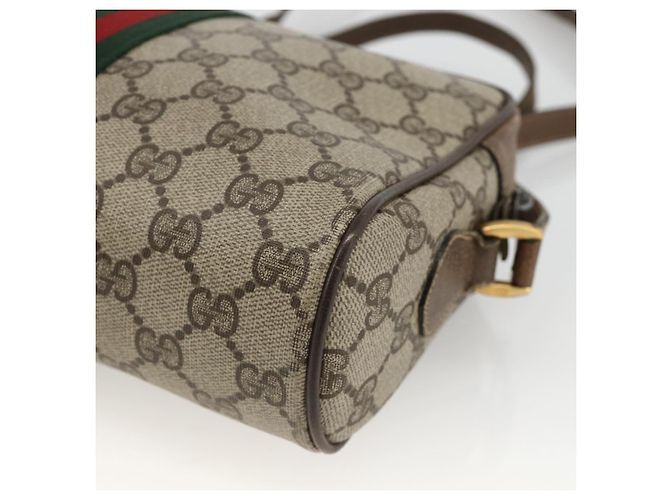Borsa Sherry Line GG Supreme Web di GUCCI in PVC beige e oro 75 02 004 Auth BAZ578 D'oro - vista 16