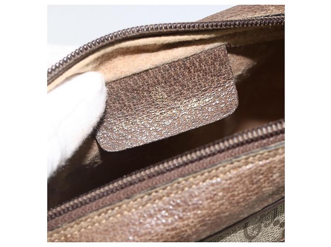 Borsa Sherry Line GG Supreme Web di GUCCI in PVC beige e oro 75 02 004 Auth BAZ578 D'oro - vista 18